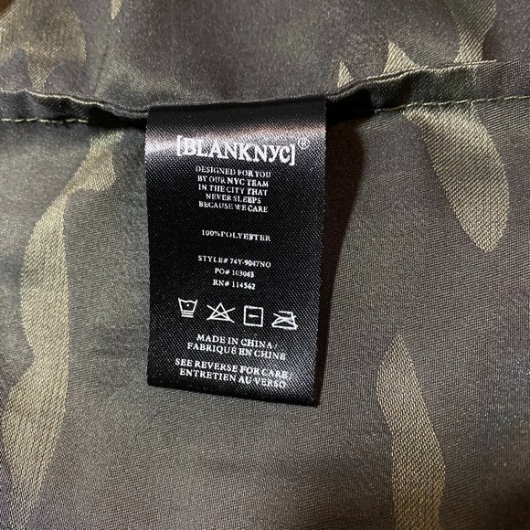 Blank NYC High-Low Windbreaker Camouflage Satin Hooded Jacket Size S - Picture 6 of 10